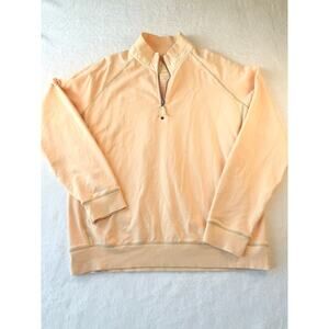 Tommy Bahama Quarter Zip Size XL Terry Cloth Pullover Peachy Pink Stretch